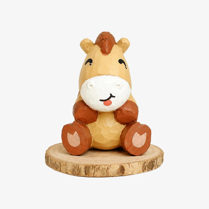 Hand-Carved Wooden Chinese Zodiac Animal Figurines