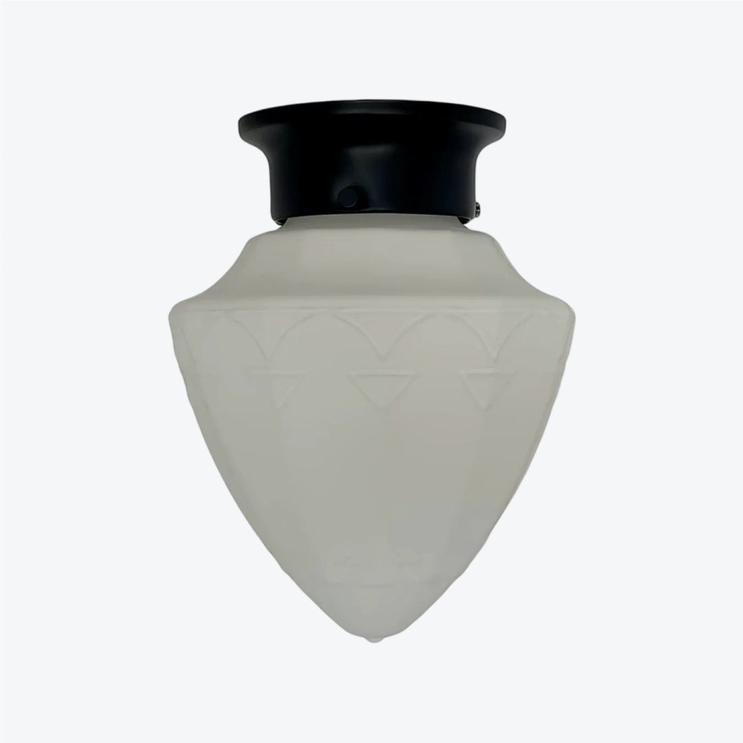 Minimalist Glass Ceiling and Black Metal Lamp