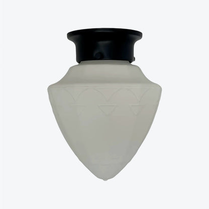 Minimalist Glass Ceiling and Black Metal Lamp