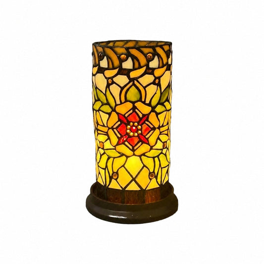 TF Angelique Art Nouveau Stained Glass Table Lamp - Handcrafted Floral Design for Living Room