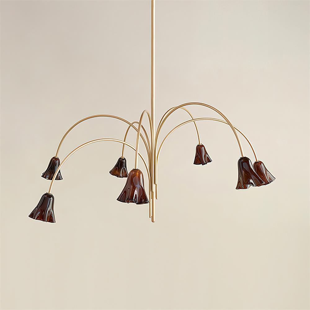 Bellina Sculptural Glass Lily Chandelier – Modern Romantic Pendant Light for High Ceilings