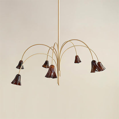 Bellina Sculptural Glass Lily Chandelier – Modern Romantic Pendant Light for High Ceilings