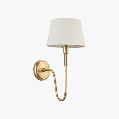Ivoralux Tapered Fabric Wall Light – Modern Classic Curved Arm Sconce for Hallways or Bedrooms