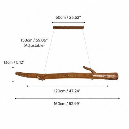 Wood Color Resin Linear Branch Pendant Light