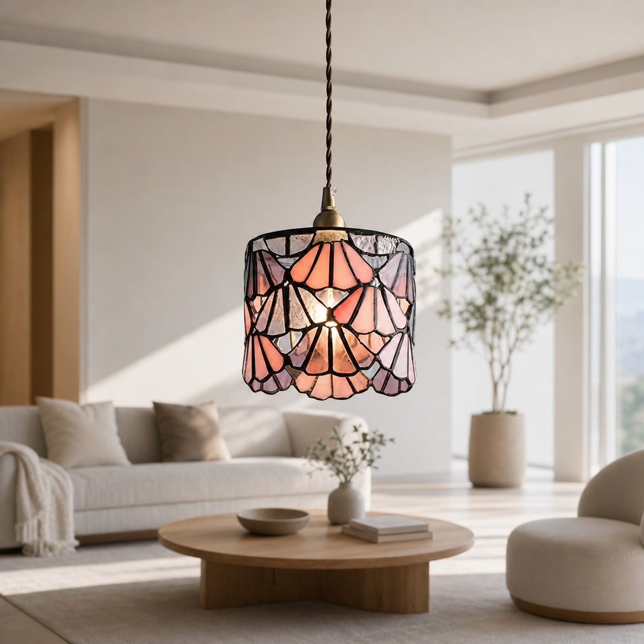 Vintagia Tiffany Inspired Pendant Light Fixture – Artistic Glass Shade Pendant for Dining Island and Entryway