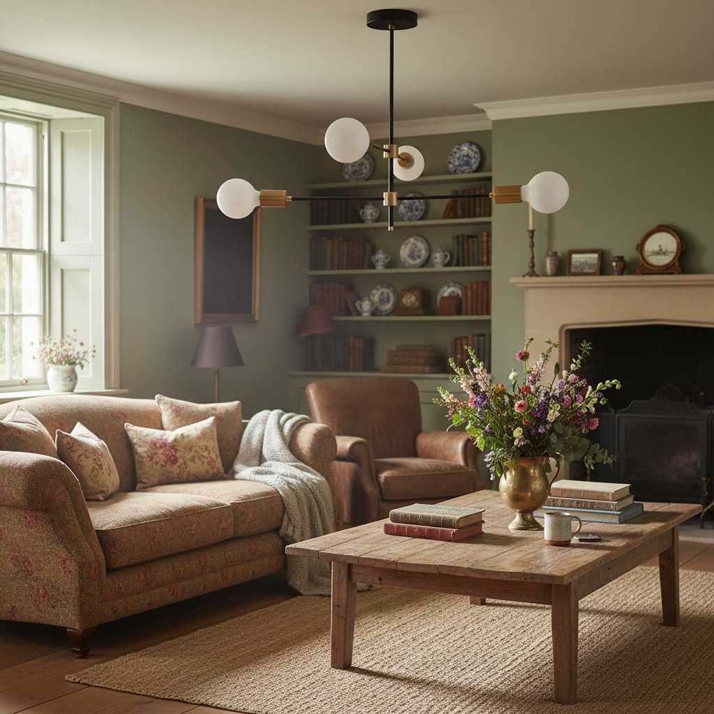 Mobilux Line Black and Brass Chandelier - Contemporary Globe Ceiling Hanging Light