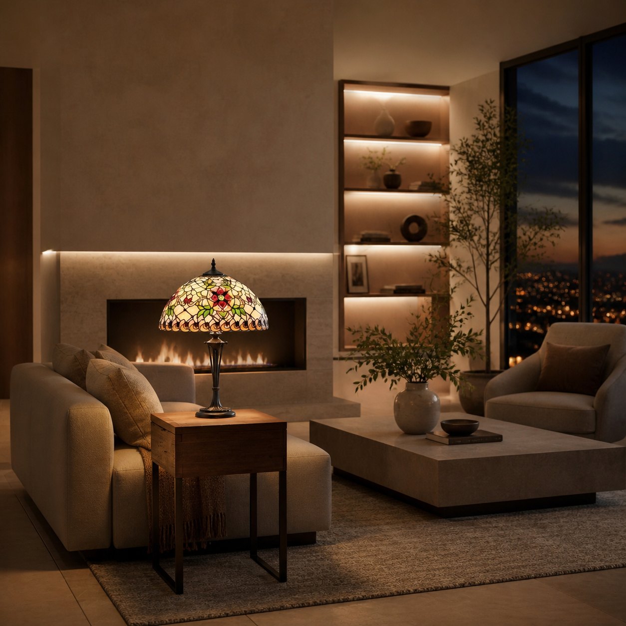 TF Angelique Style Table Lamp – Handcrafted Glass Shade with Warm Ambience