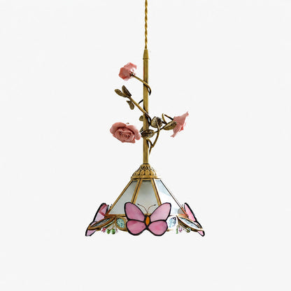 Lalique Rose Glass Pendant Lamp