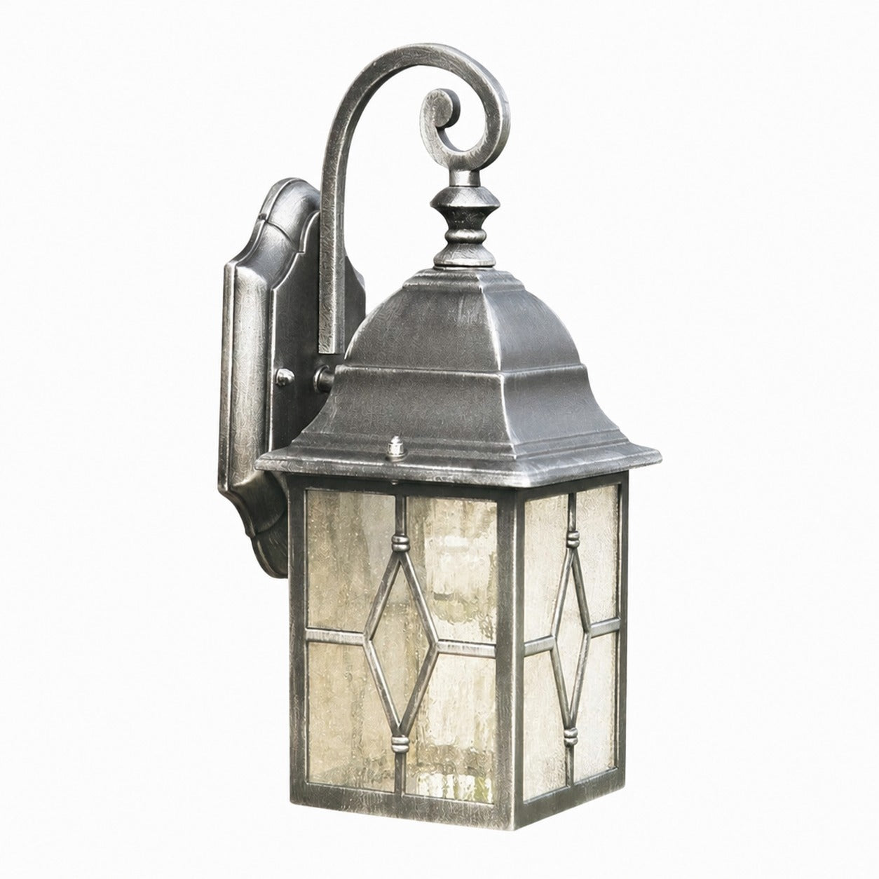 Frostine Traditional Outdoor Wall Light - Leaded Water Glass Lantern for Porch and Patio Lighting