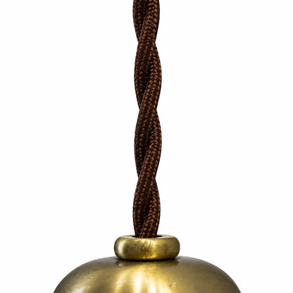 Braided cord and brass pendant lamp hardware detail