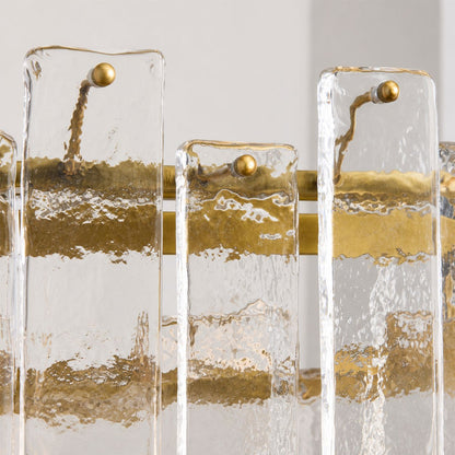 Lumvey Runder Kronleuchter – Vintage-inspirierter Metallrahmen mit gestuftem Glas für Esszimmer und Foyer