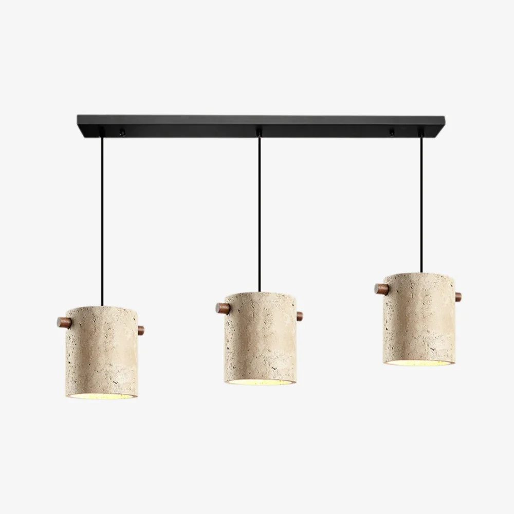 Wabi-Sabi Travertine Cylinder Pendant Light