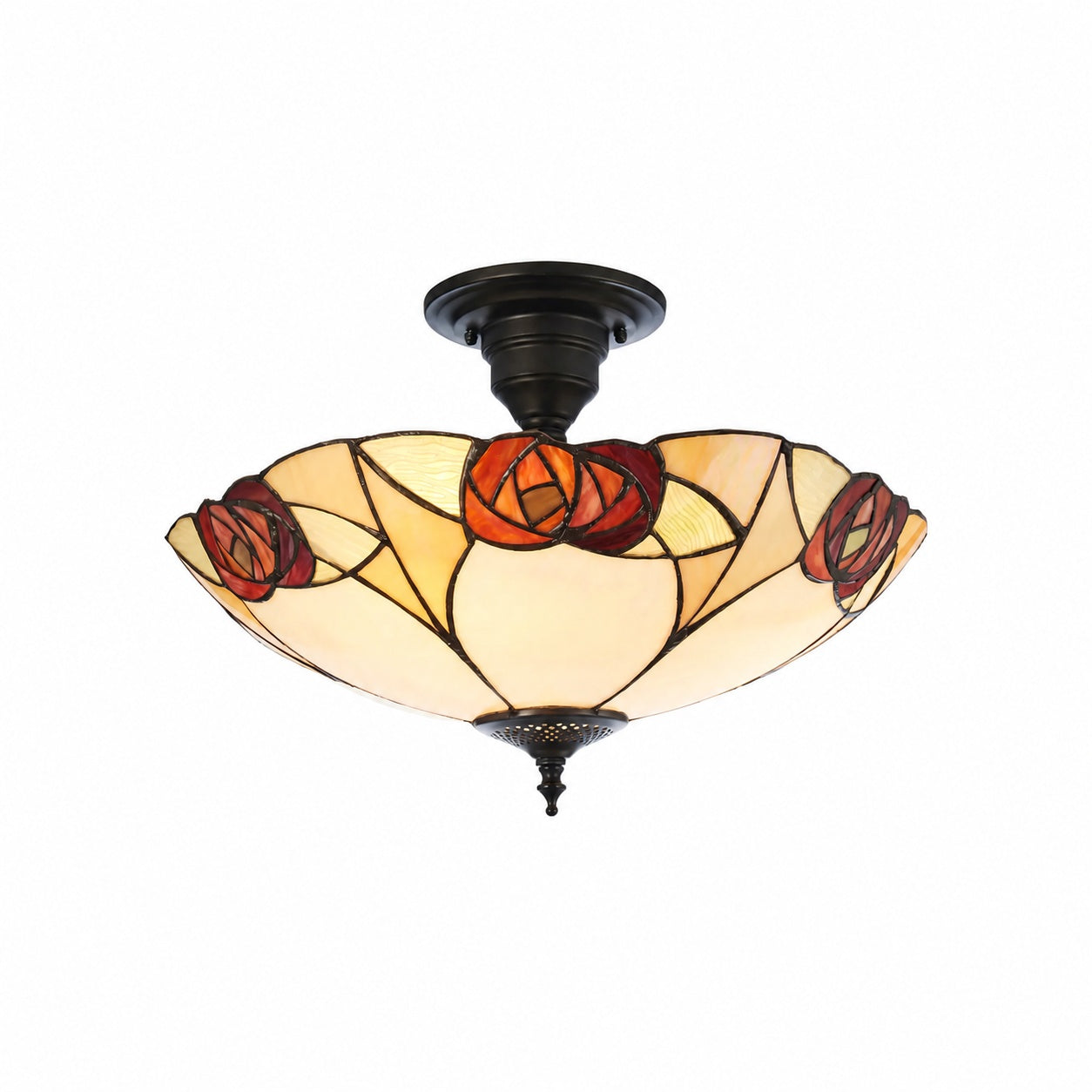 TF Ingram handgefertigte Buntglas-Deckenleuchte – Vintage Art Deco Tiffany-Leuchte für das Esszimmer