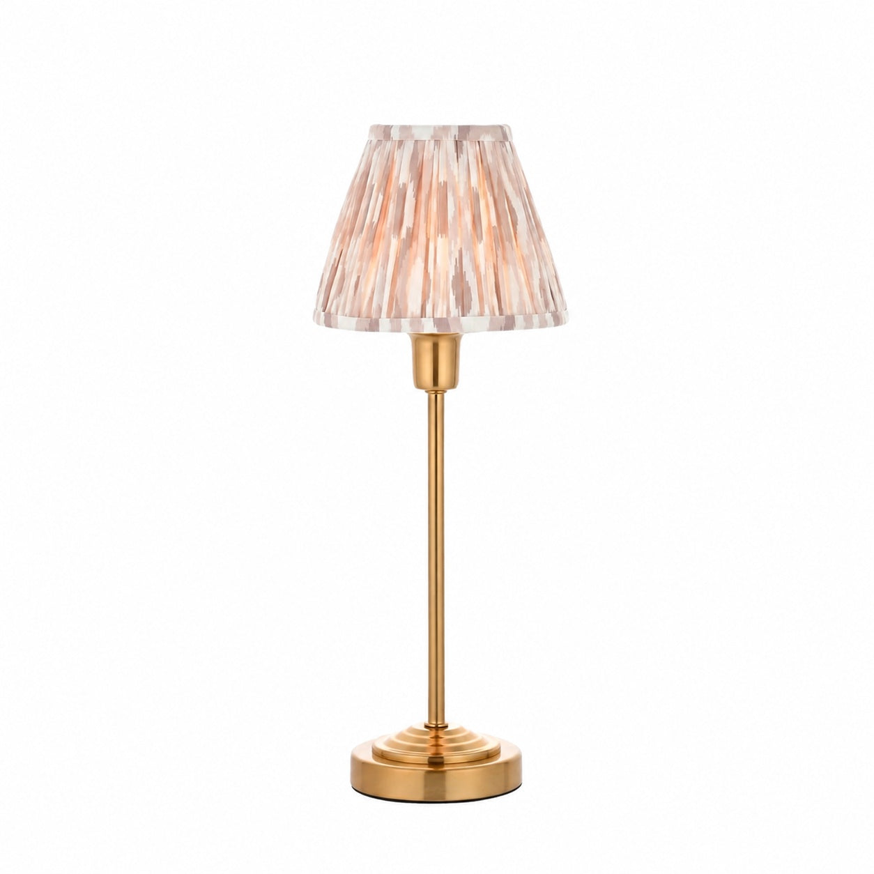 Bronzuno Tischleuchte mit gemustertem Stoff – Ausführung in Messing oder Bronze, modern-bohemischer Stil, ideal für Nachttisch und Wohnzimmer