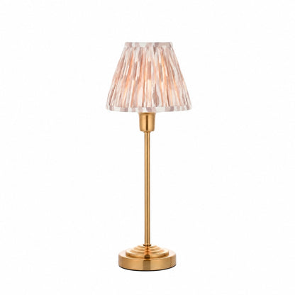 Bronzuno Tischleuchte mit gemustertem Stoff – Ausführung in Messing oder Bronze, modern-bohemischer Stil, ideal für Nachttisch und Wohnzimmer