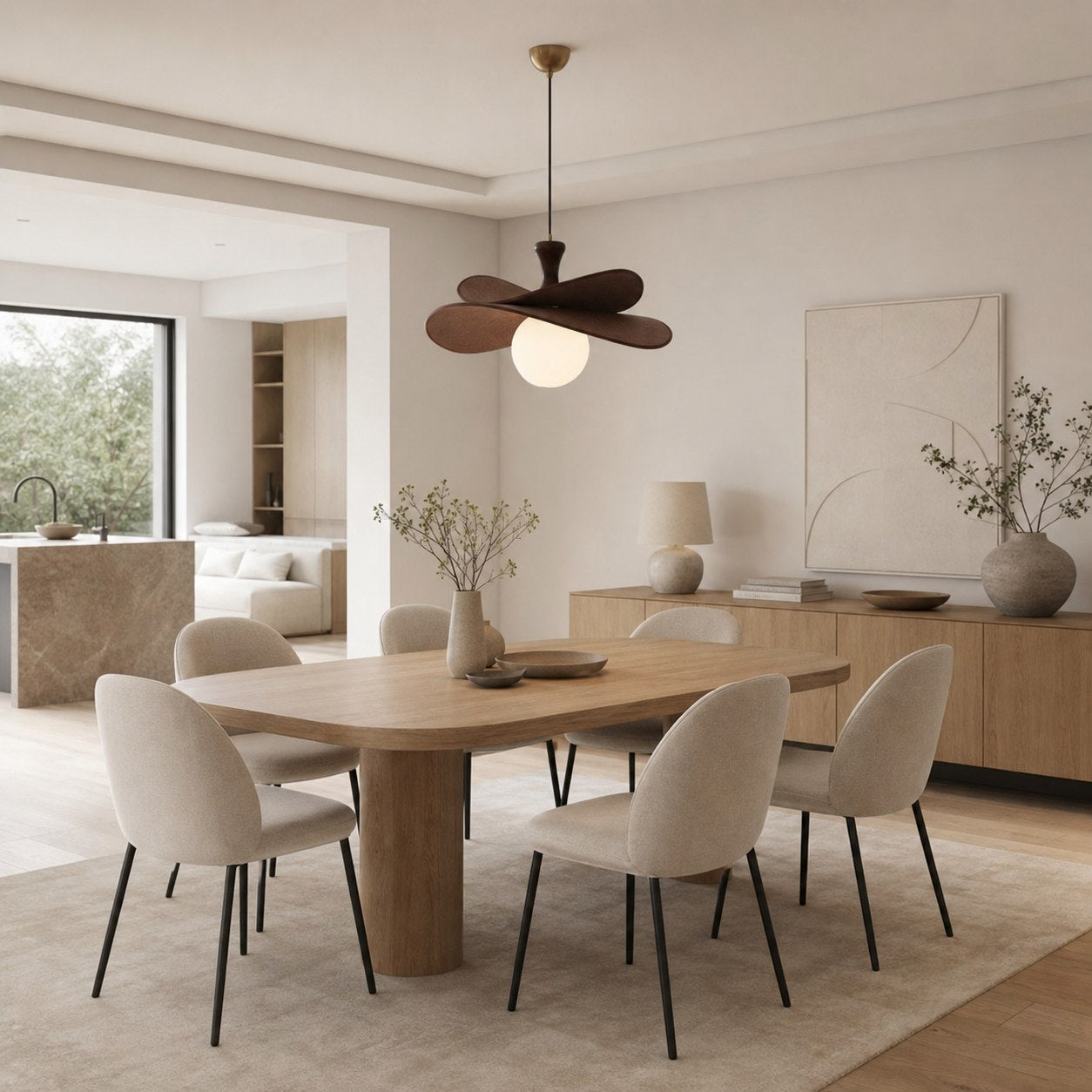 Orrise Blooming Petal Chandelier – Modern Metal and Wood for Living Rooms and Dining Rooms