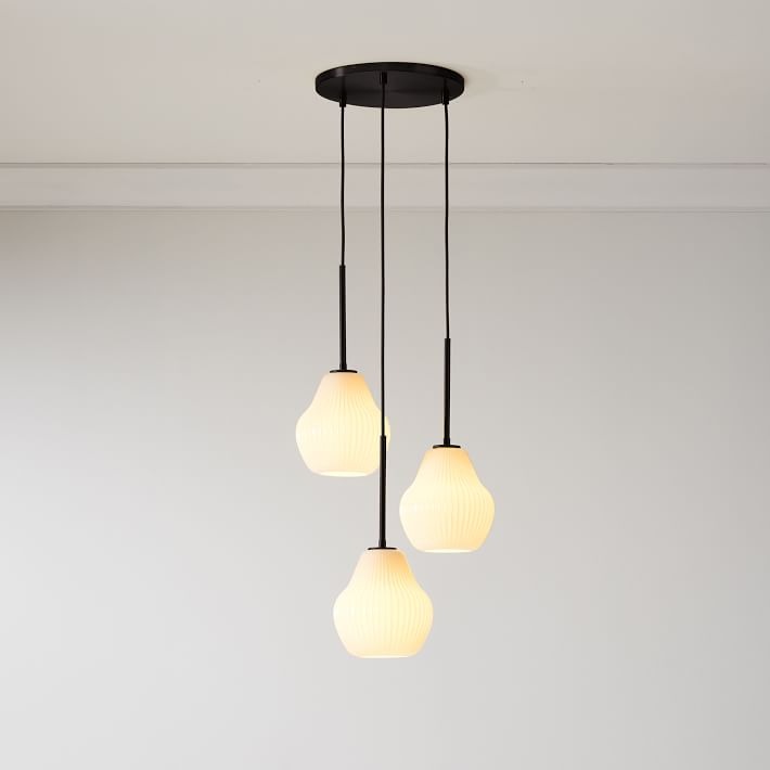 Rivrona Ribbed Glass 3-Light Chandelier - Sculptural Modern Lighting for Home
