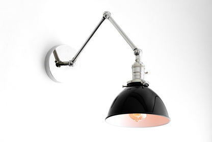 Conique Metal Vintage Industrial Swing Arm Wall Lamp - Adjustable Dome Shade for Study