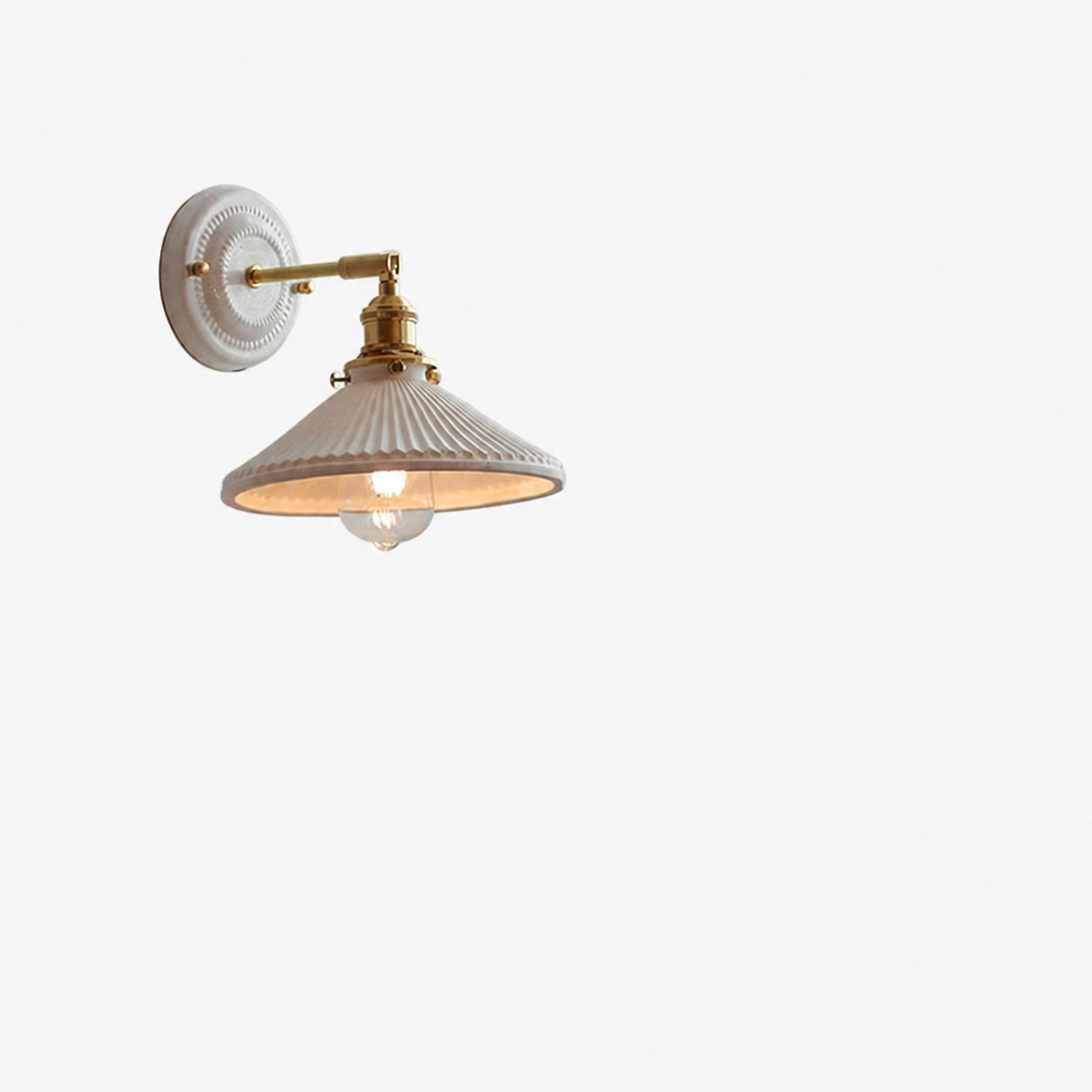 Japanische Vintage Wandlampe aus Keramik und Messing mit 1 Leuchte