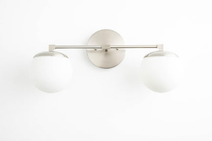 Glorica Glass Vanity Light - Art Deco Brass Wall Globe Fixture Modern