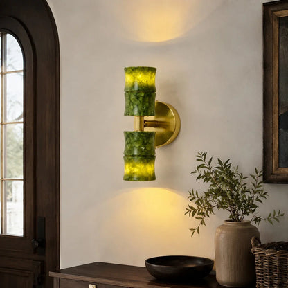 Green bamboo wall lamp view 2