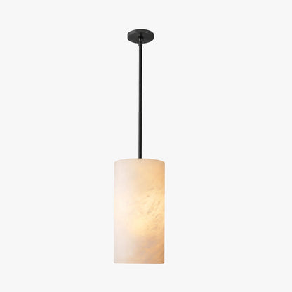 Hand Carved Alabaster Cylinder Pendant Light