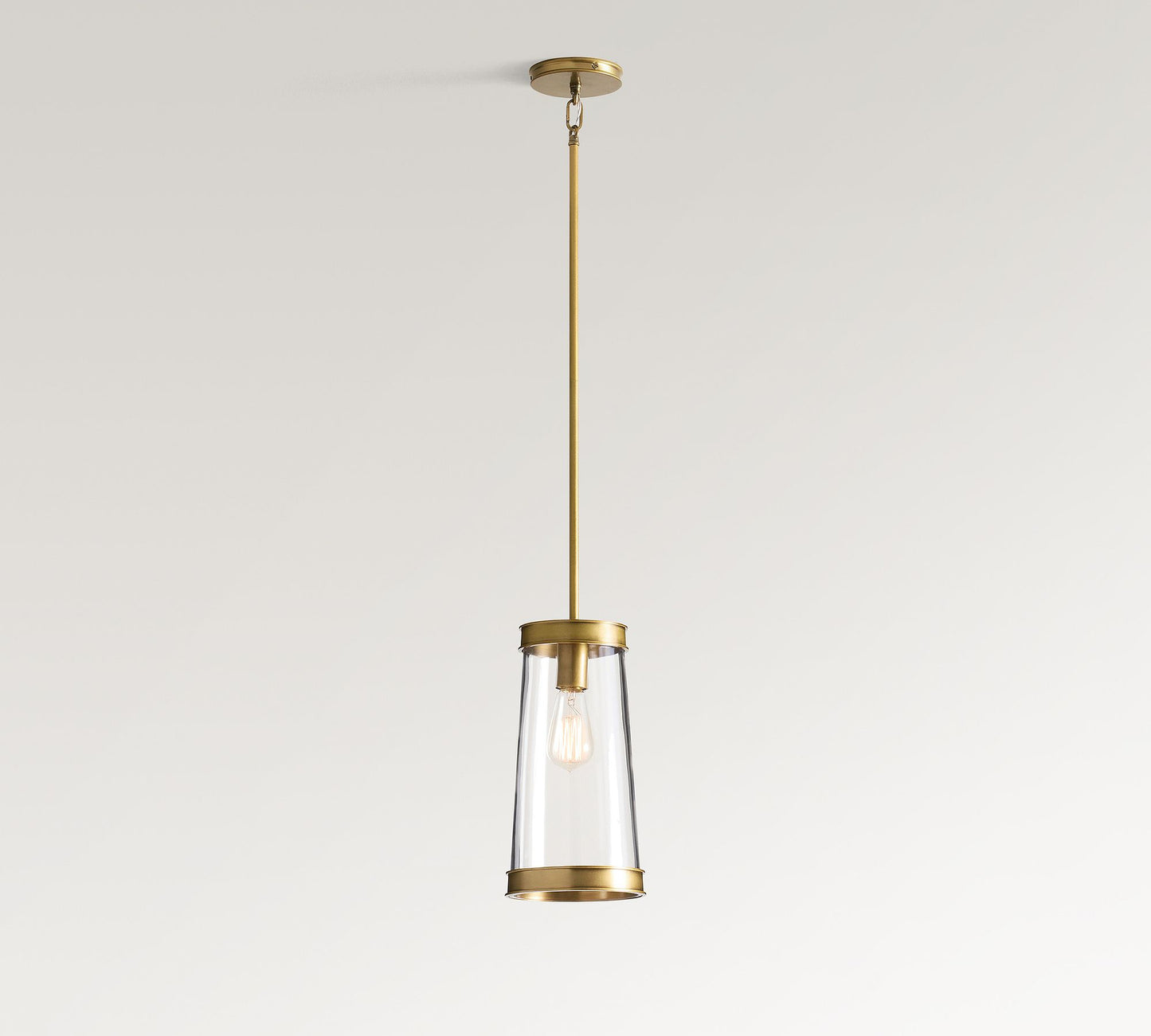 Driscoll Glass Drum Pendant Light - Contemporary Brass Hanging Lamp
