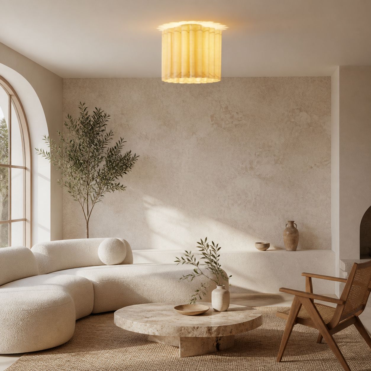 Velura Leinen-Hängeleuchte – Moderne Deckenleuchte im Übergangsstil für Esszimmer und Küchen