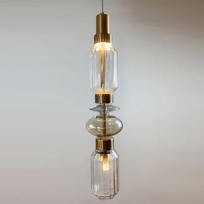 Minimalistische Ballett-Pendelleuchte - Eisen-Metall-Glas-Gold-Bernstein-Innenbeleuchtung