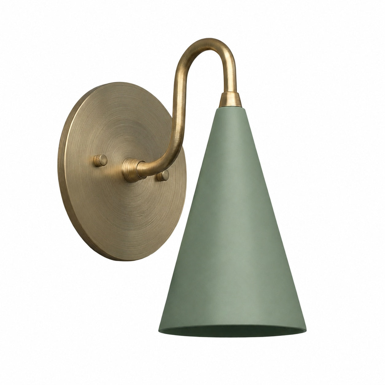 Curva Metal Cone Shade Sconce – Vintage Brass Wall Light for Entryway or Stairwell