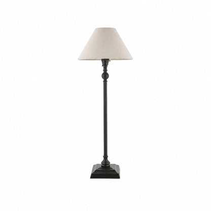Zevatik Table Lamp with Slim Stem and Linen Shade for Bedside Lighting