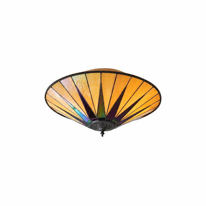 TiffStar Elegant Art Glass Flush Ceiling Light - Vintage-Inspired Ceiling Fixture for Home Interiors