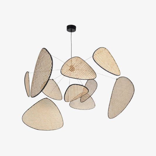 Rivana Modern Woven Rattan Chandelier – Metal Bamboo Pendant Light for Kitchens and Lounges N41