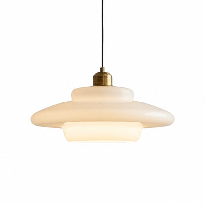 Opalisse Art Deco Pendant Light – Milk Glass Dome Ceiling Lamp for Dining Room N07