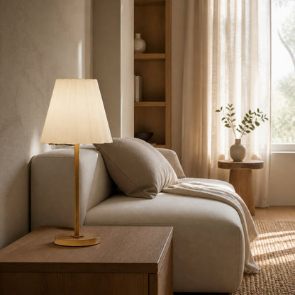 Ruffmeto Transitional Slim Table Lamp – Sculptural Shade Lighting for Living Room or Bedroom