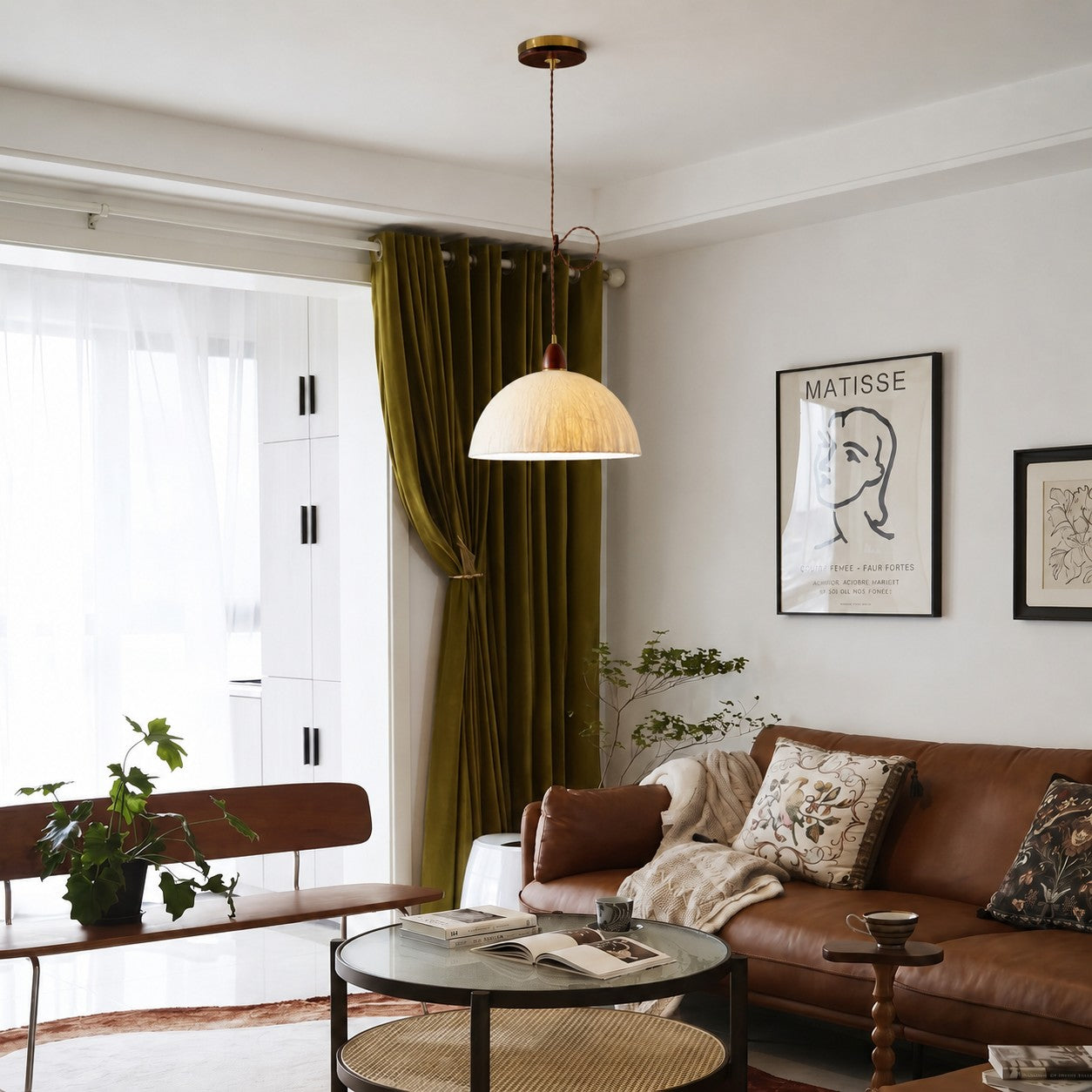 Rice Paper Wabi-Sabi Pendant Light for Dining Room