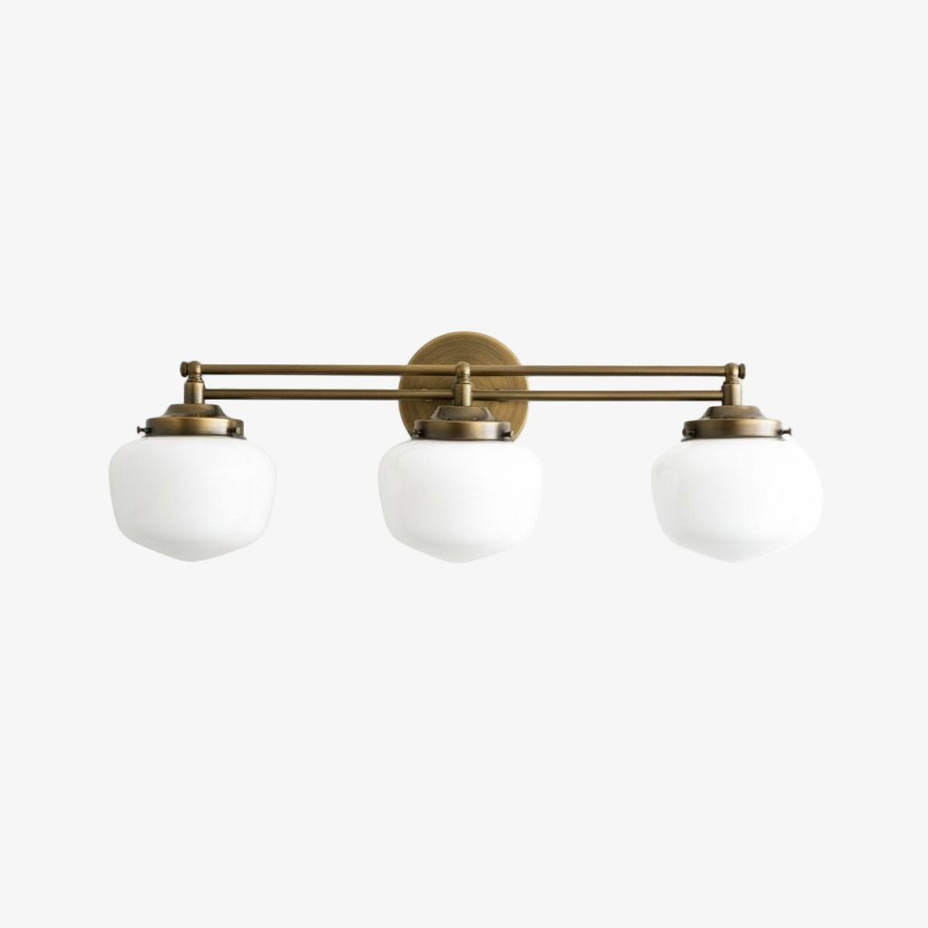 Opalume Glass Art Deco Vanity Light - Bathroom Wall Sconce with White Glass Shades