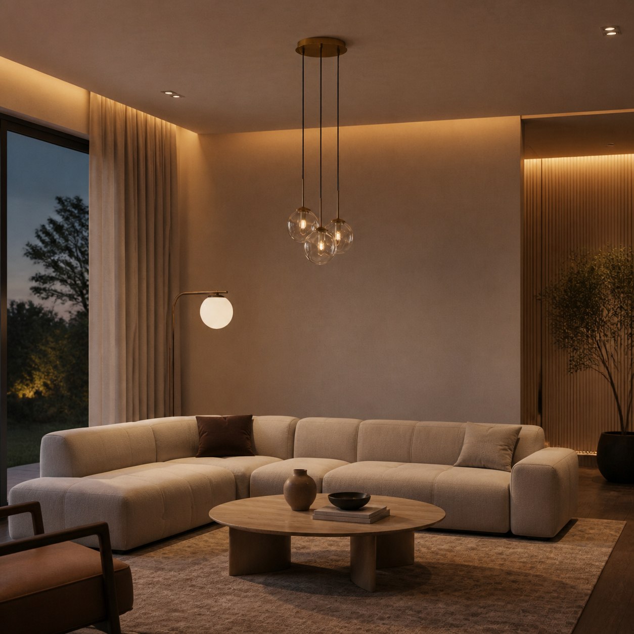 Glissora Hanging Light - Sculptural Cluster Design Tinted Glass and Metal for Entryway