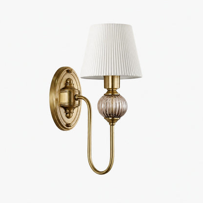 Rowanea Ceramic Wall Sconce with Fabric Shade and Metal Finish – Farmhouse Modern Hallway Light