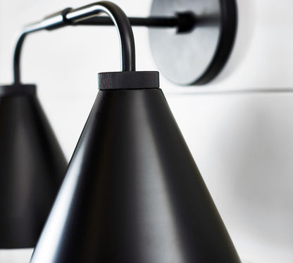 Korvi Tapered Wall Sconce – Industrial Modern Fixture for Bathroom, Hallway, or Covered Outdoor Use