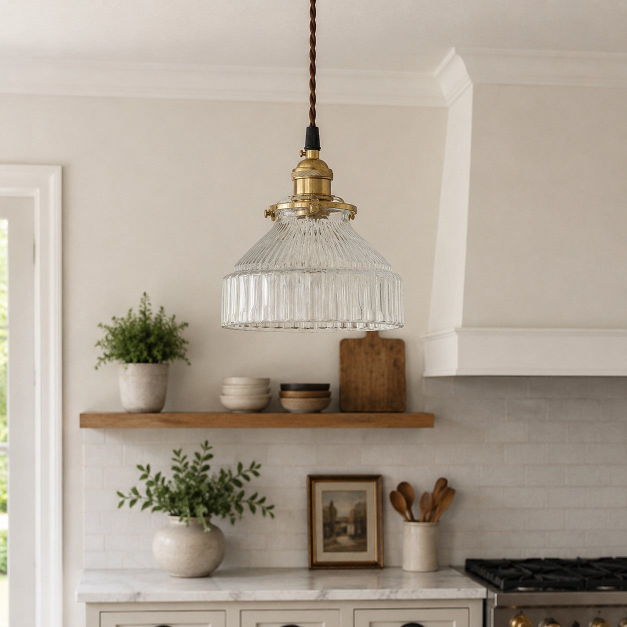Nordic Minimalism Brass Glass Pendant Light - Transparent Light