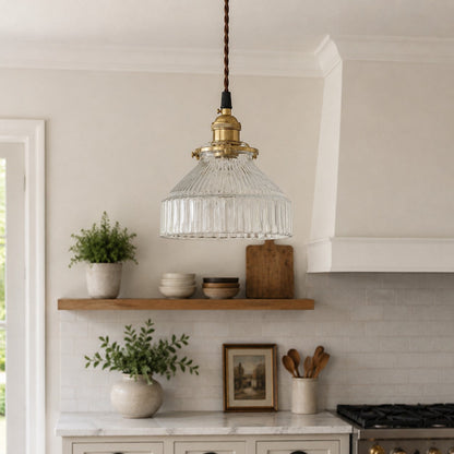 Nordic Minimalism Brass Glass Pendant Light - Transparent Light