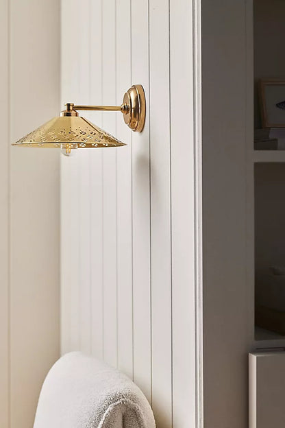 Auriglow Modern Perforated Wall Sconce – Brass Accent Light for Bedroom or Hallway