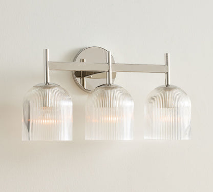 Bravira Ribbed Glass Sconce - Metal Wall Light with Clear Glass Shade