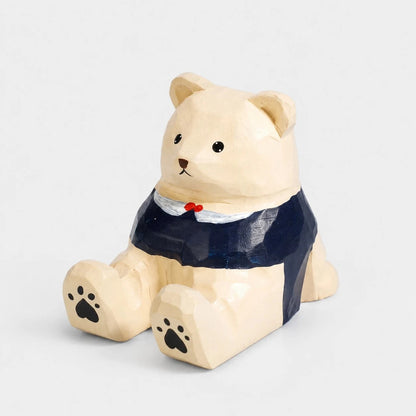 Hand-carved wooden animal phone stand