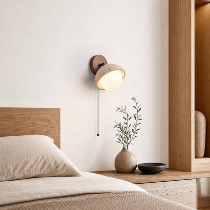 Modern Travertine Wall Lamp – Minimalist Stone Sconce for Bedroom Living Room Hallway