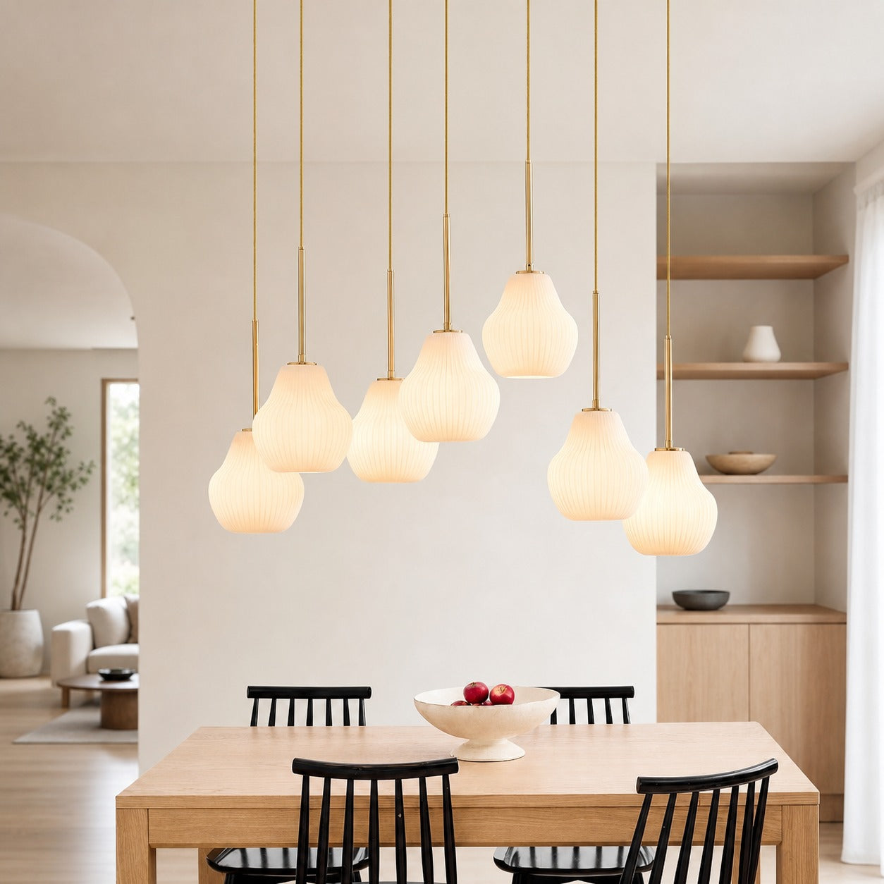 Rivrona Zeitgenössischer 7-flammiger Kronleuchter – Moderne Glasbeleuchtung für Esszimmer
