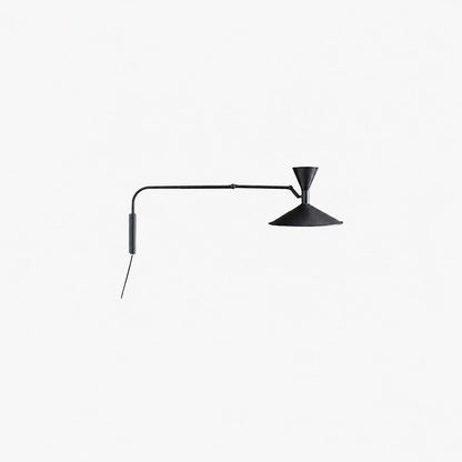 Ivoran Plug-In Swing Arm Wall Sconce - Metal Cone Adjustable Reading Light for Bedroom and Study