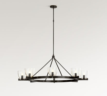 Auria Hand-blown Glass Metal Chandelier - Contemporary Brass Design