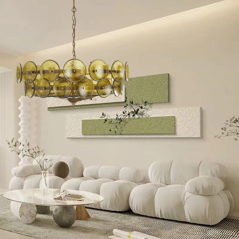 Lorenzo Halo Disc Vintage‑Modern Chandelier – Dining Room Statement Light